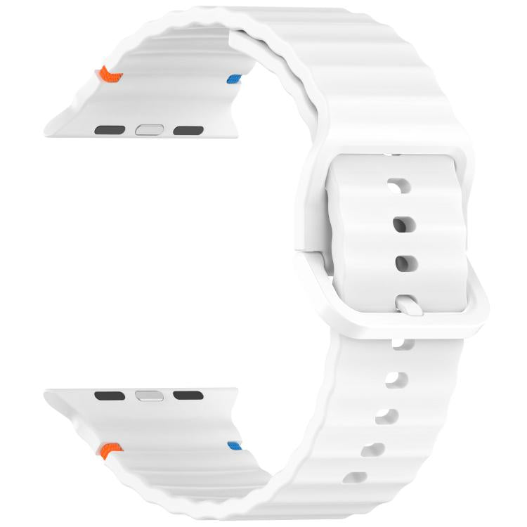 For Apple Watch 42mm / 41mm / 40mm / 38mm Kalebol Wavy Grain Stitched Silicone Watch Band(White) - Watch Bands by Kalebol | Online Shopping UK | buy2fix