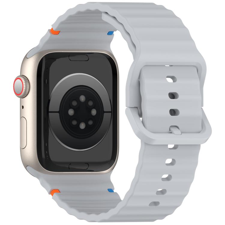 For Apple Watch 42mm / 41mm / 40mm / 38mm Kalebol Wavy Grain Stitched Silicone Watch Band(Grey) - Watch Bands by Kalebol | Online Shopping UK | buy2fix