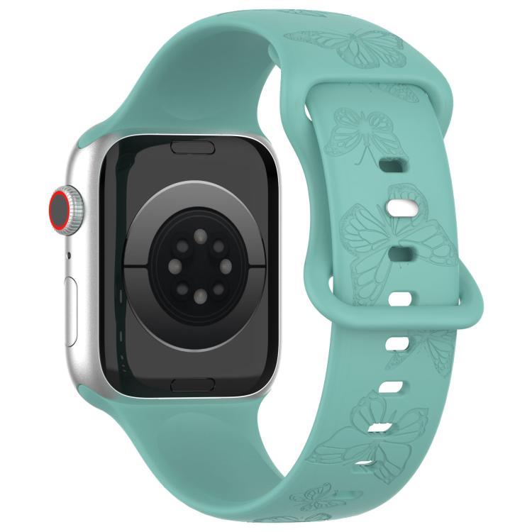 For Apple Watch 42mm / 41mm / 40mm / 38mm Kalebol 8-shaped Buckle Butterfly Embossed Silicone Watch Band(Cactus Green) - Watch Bands by Kalebol | Online Shopping UK | buy2fix