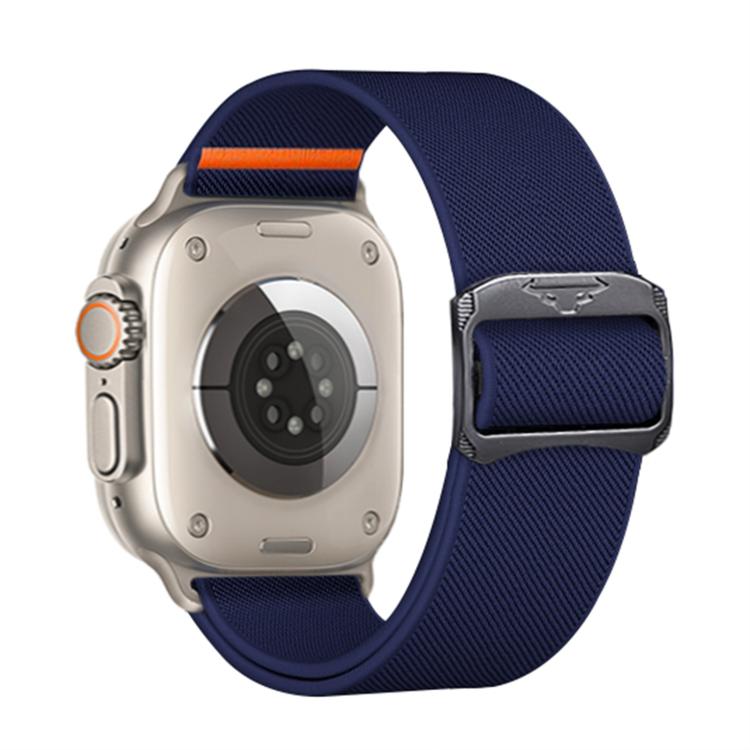 For Apple Watch 42mm / 41mm / 40mm / 38mm Kalebol Bull Bead Buckle Elastic Nylon Watch Band(Midnight Blue) - Watch Bands by Kalebol | Online Shopping UK | buy2fix