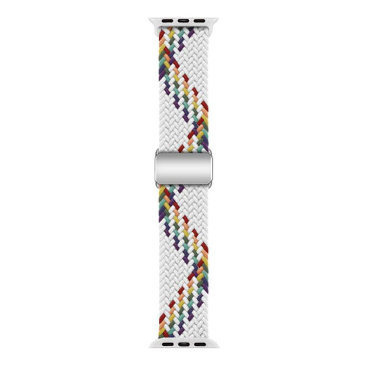 For Apple Watch 46mm / 49mm / 45mm / 44mm Kalebol Nylon Loop Magnetic Buckle Watch Band(White Rainbow) - Watch Bands by Kalebol | Online Shopping UK | buy2fix