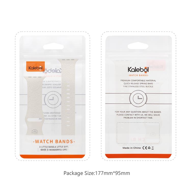 For Apple Watch 42mm / 41mm / 40mm / 38mm Kalebol 8-shaped Buckle Rose Embossed Silicone Watch Band(Black) - Watch Bands by Kalebol | Online Shopping UK | buy2fix