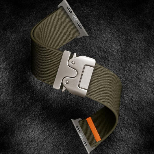 For Apple Watch 42mm / 41mm / 40mm / 38mm Kalebol Parachute Buckle Elastic Nylon Watch Band(Army Green) - Watch Bands by Kalebol | Online Shopping UK | buy2fix