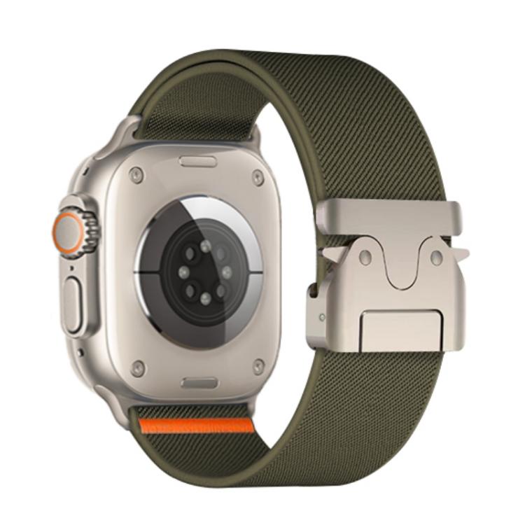 For Apple Watch 42mm / 41mm / 40mm / 38mm Kalebol Parachute Buckle Elastic Nylon Watch Band(Army Green) - Watch Bands by Kalebol | Online Shopping UK | buy2fix