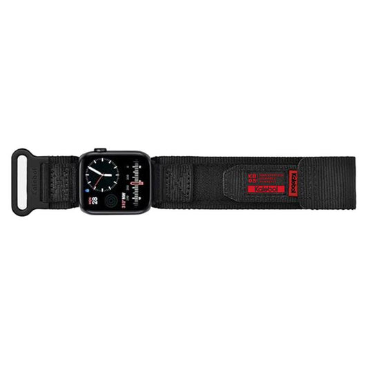 For Apple Watch 46mm / 49mm / 45mm / 44mm Kalebol Canvas Nylon Hook and Loop Watch Band(Black) - Watch Bands by Kalebol | Online Shopping UK | buy2fix