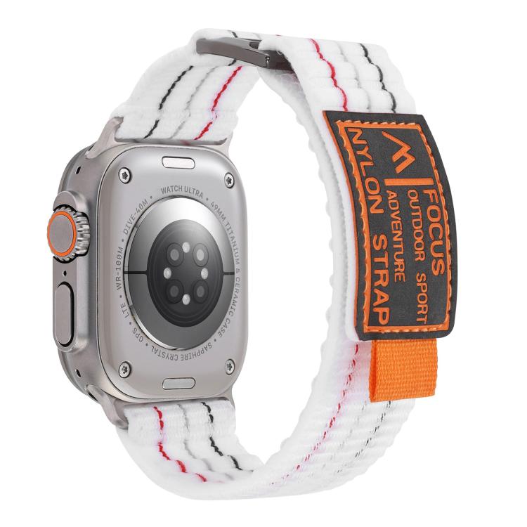 For Apple Watch 46mm / 49mm / 45mm / 44mm Kalebol Dual-section Sports Nylon Loop Watch Band(White) - Watch Bands by Kalebol | Online Shopping UK | buy2fix