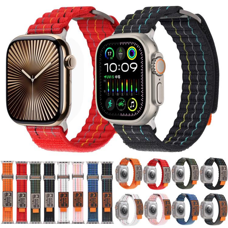 For Apple Watch 46mm / 49mm / 45mm / 44mm Kalebol Dual-section Sports Nylon Loop Watch Band(White) - Watch Bands by Kalebol | Online Shopping UK | buy2fix