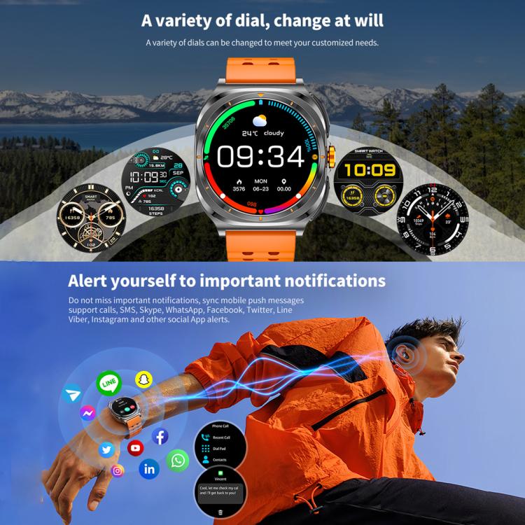 HAMTOD GT98 Headphones Smart Watch,1.53 inch, Support Bluetooth Call / NFC / Heart Rate(Silver Orange) - Smart Watches by HAMTOD | Online Shopping UK | buy2fix