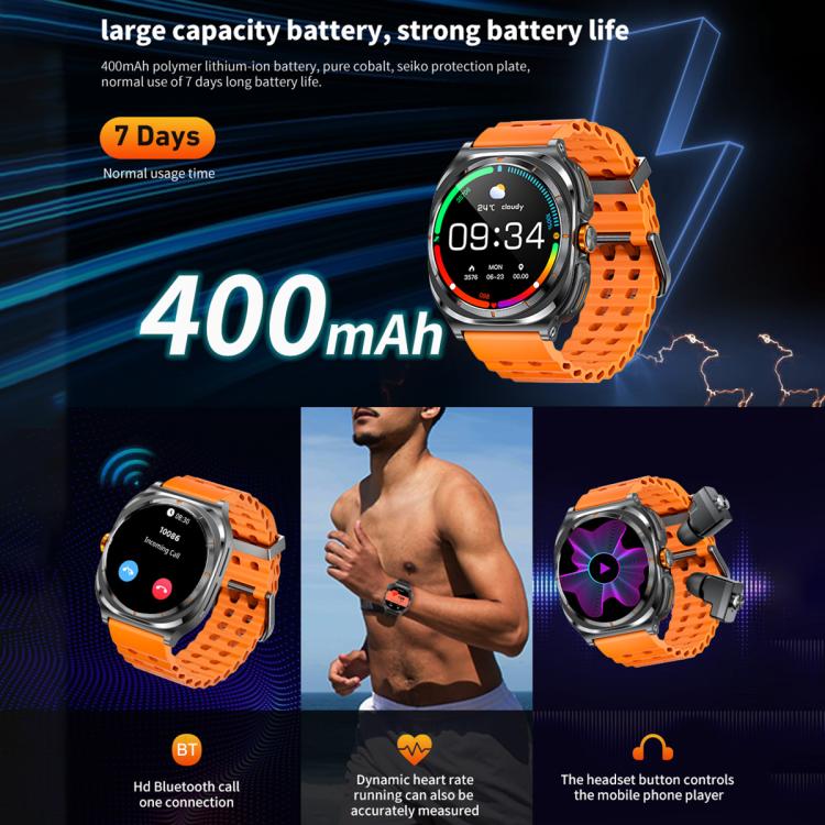 HAMTOD GT98 Headphones Smart Watch,1.53 inch, Support Bluetooth Call / NFC / Heart Rate(Black) - Smart Watches by HAMTOD | Online Shopping UK | buy2fix