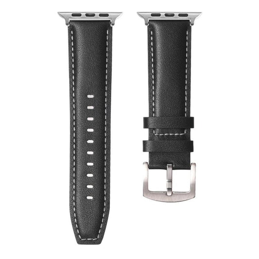 For Apple Watch 42mm / 41mm / 40mm / 38mm Kalebol Plain Genuine Leather Watch Band(Black) - Watch Bands by Kalebol | Online Shopping UK | buy2fix