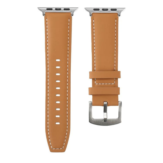 For Apple Watch 42mm / 41mm / 40mm / 38mm Kalebol Plain Genuine Leather Watch Band(Yellow Brown) - Watch Bands by Kalebol | Online Shopping UK | buy2fix