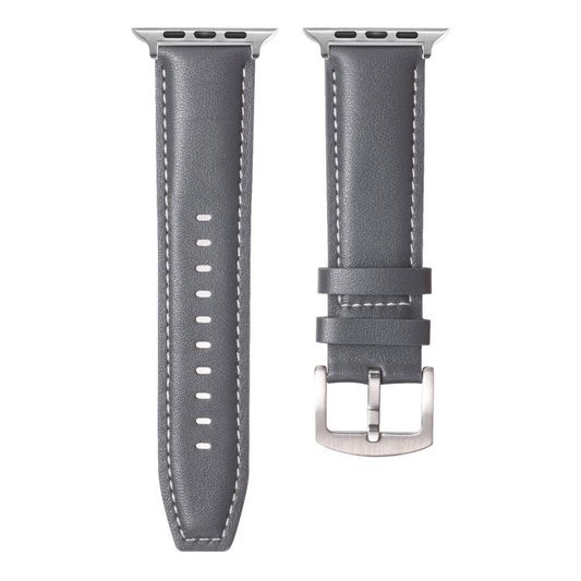 For Apple Watch 42mm / 41mm / 40mm / 38mm Kalebol Plain Genuine Leather Watch Band(Grey) - Watch Bands by Kalebol | Online Shopping UK | buy2fix
