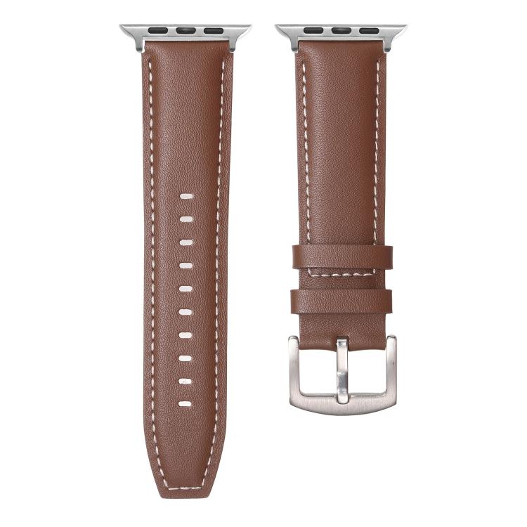 For Apple Watch 42mm / 41mm / 40mm / 38mm Kalebol Plain Genuine Leather Watch Band(Dark Brown) - Watch Bands by Kalebol | Online Shopping UK | buy2fix