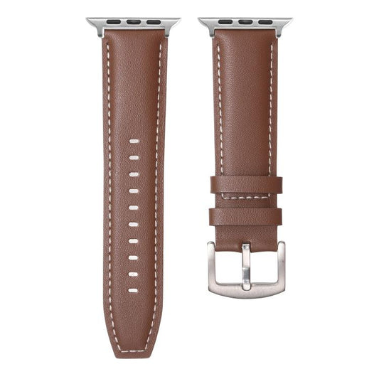 For Apple Watch 42mm / 41mm / 40mm / 38mm Kalebol Plain Genuine Leather Watch Band(Dark Brown) - Watch Bands by Kalebol | Online Shopping UK | buy2fix