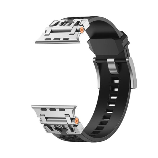 For Apple Watch 42mm / 41mm / 40mm / 38mm Kalebol Armor TPU Watch Band(Silver Black) - Watch Bands by Kalebol | Online Shopping UK | buy2fix