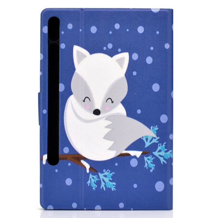 For Samsung Galaxy Tab S8 / Galaxy Tab S7 T870 Electric Pressed Left Right Flat Leather Case with Sleep Function Pen Cover & Card Slot & Holder(Arctic Fox) - Galaxy Tab S8 Cases by buy2fix | Online Shopping UK | buy2fix