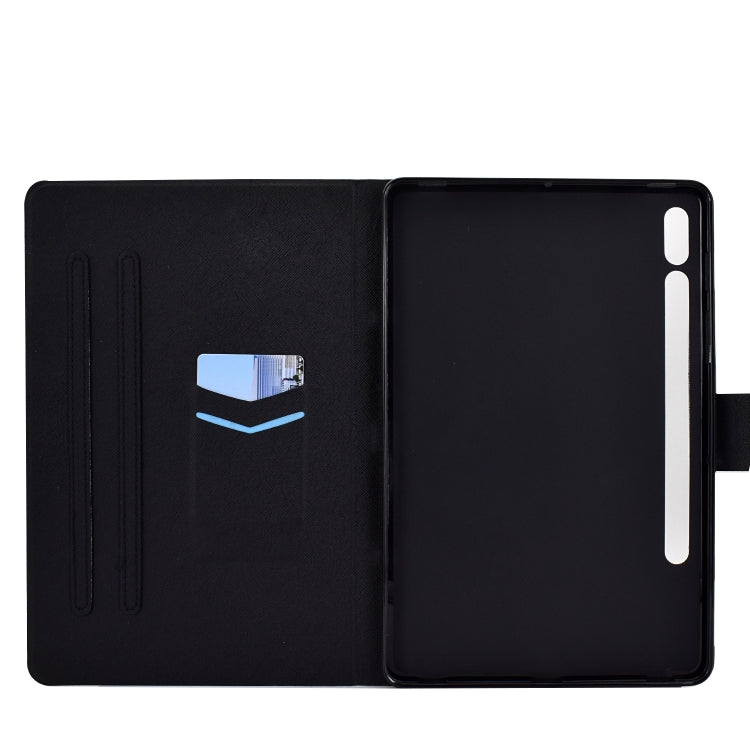 For Samsung Galaxy Tab S8 / Galaxy Tab S7 T870 Electric Pressed Left Right Flat Leather Case with Sleep Function Pen Cover & Card Slot & Holder(Arctic Fox) - Galaxy Tab S8 Cases by buy2fix | Online Shopping UK | buy2fix