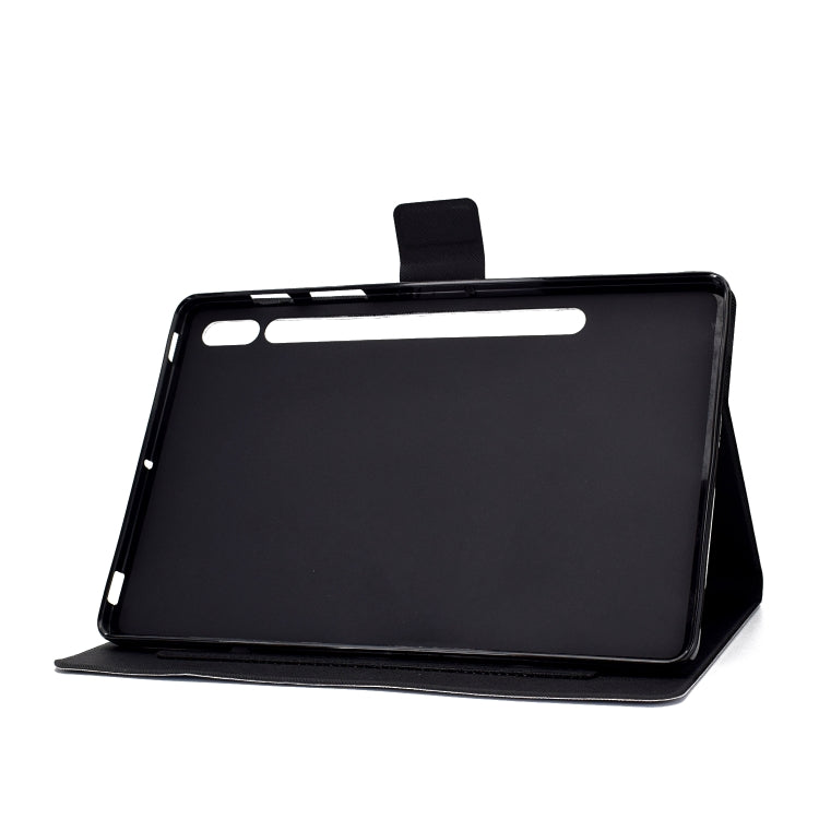 For Samsung Galaxy Tab S8 / Galaxy Tab S7 T870 Electric Pressed Left Right Flat Leather Case with Sleep Function Pen Cover & Card Slot & Holder(Arctic Fox) - Galaxy Tab S8 Cases by buy2fix | Online Shopping UK | buy2fix