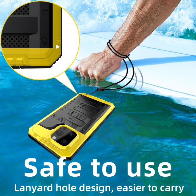 For iPhone 16 Pro Max Four-proof Metal Hybrid Silicone Phone Case(Yellow) - iPhone 16 Pro Max Cases by buy2fix | Online Shopping UK | buy2fix