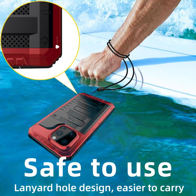 For iPhone 15 Pro Four-proof Metal Hybrid Silicone Phone Case(Red) - iPhone 15 Pro Cases by buy2fix | Online Shopping UK | buy2fix