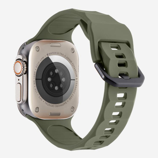 For Apple Watch 42mm / 41mm / 40mm / 38mm Kalebol Ripple Sports Silicone Strap(Dark Green) - Watch Bands by Kalebol | Online Shopping UK | buy2fix