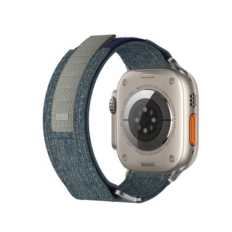 For Apple Watch 42mm / 41mm / 40mm / 38mm Kalebol Canvas Pattern Nylon Loop Strap(Blue) - Watch Bands by Kalebol | Online Shopping UK | buy2fix