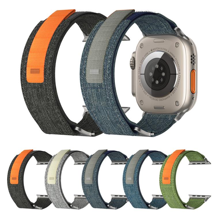 For Apple Watch 42mm / 41mm / 40mm / 38mm Kalebol Canvas Pattern Nylon Loop Strap(Light Grey) - Watch Bands by Kalebol | Online Shopping UK | buy2fix