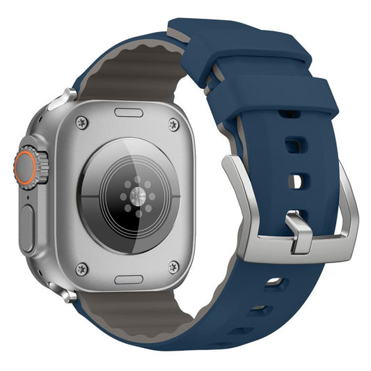 For Apple Watch 46mm / 49mm / 45mm / 44mm Kalebol Contrast Two-tone Silicone Strap(Midnight Blue) - Watch Bands by Kalebol | Online Shopping UK | buy2fix