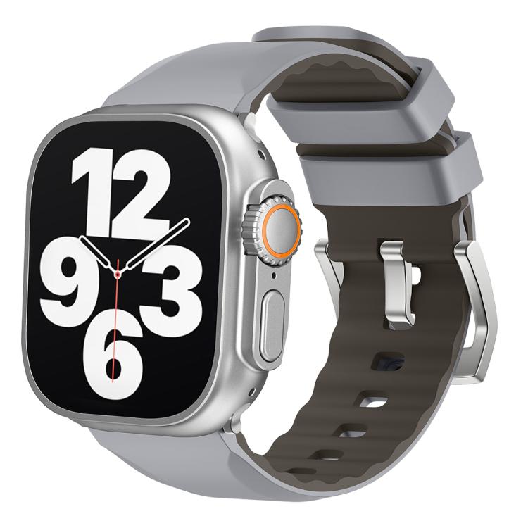 For Apple Watch 42mm / 41mm / 40mm / 38mm Kalebol Contrast Two-tone Silicone Strap(Light Grey) - Watch Bands by Kalebol | Online Shopping UK | buy2fix