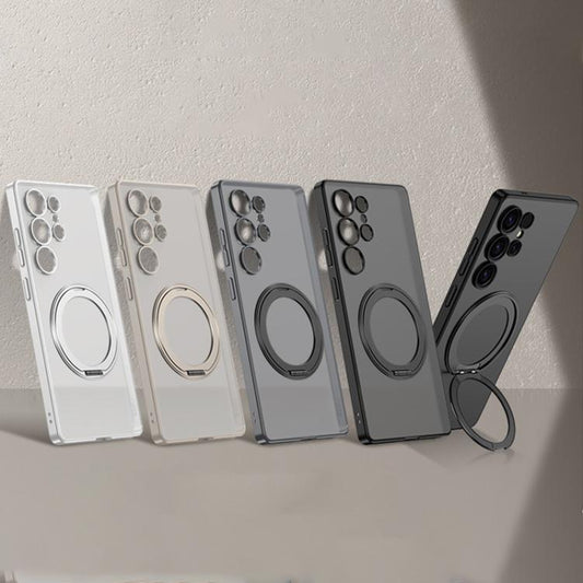 For Samsung Galaxy S25 Ultra 5G GKK Semi-transparent Skin Feel MagSafe Holder Phone Case(Titanium Grey) - Galaxy S25 Ultra 5G Cases by GKK | Online Shopping UK | buy2fix