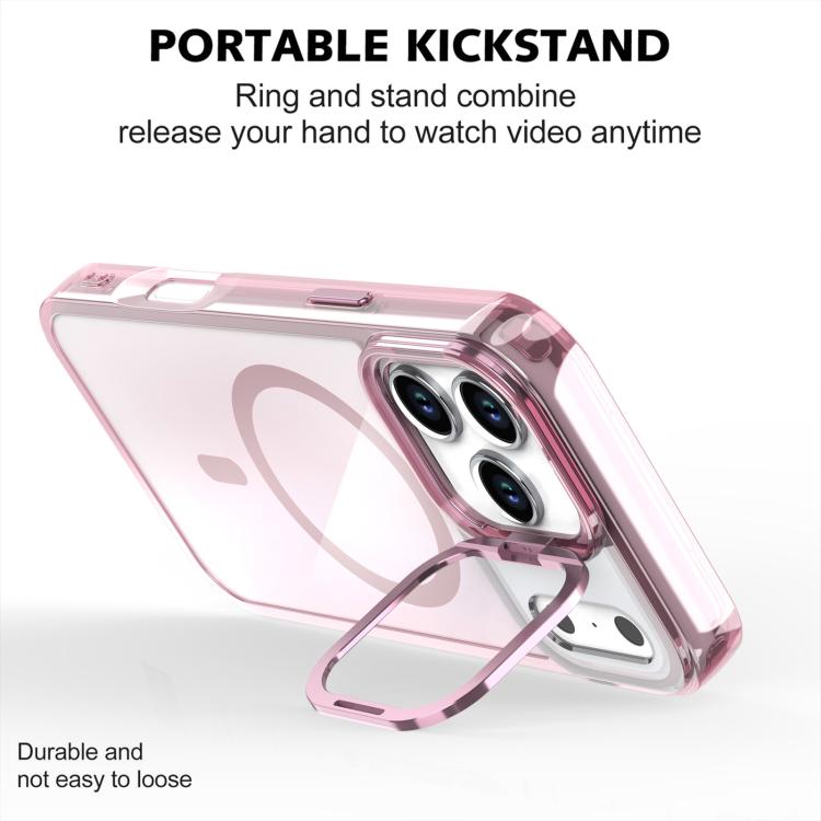 For iPhone 17 Pro Max Plating Gradient Discolor MagSafe Phone Case with Holder(Purple) - iPhone 17 Pro Max Cases by buy2fix | Online Shopping UK | buy2fix