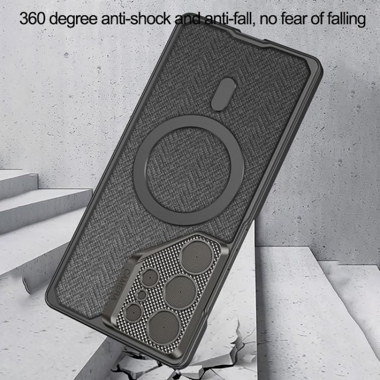 For Samsung Galaxy S25 Ultra 5G GKK Metal Paint Leather Nylon Fabric Lens Holder MagSafe Phone Case(Grey) - Galaxy S25 Ultra 5G Cases by GKK | Online Shopping UK | buy2fix