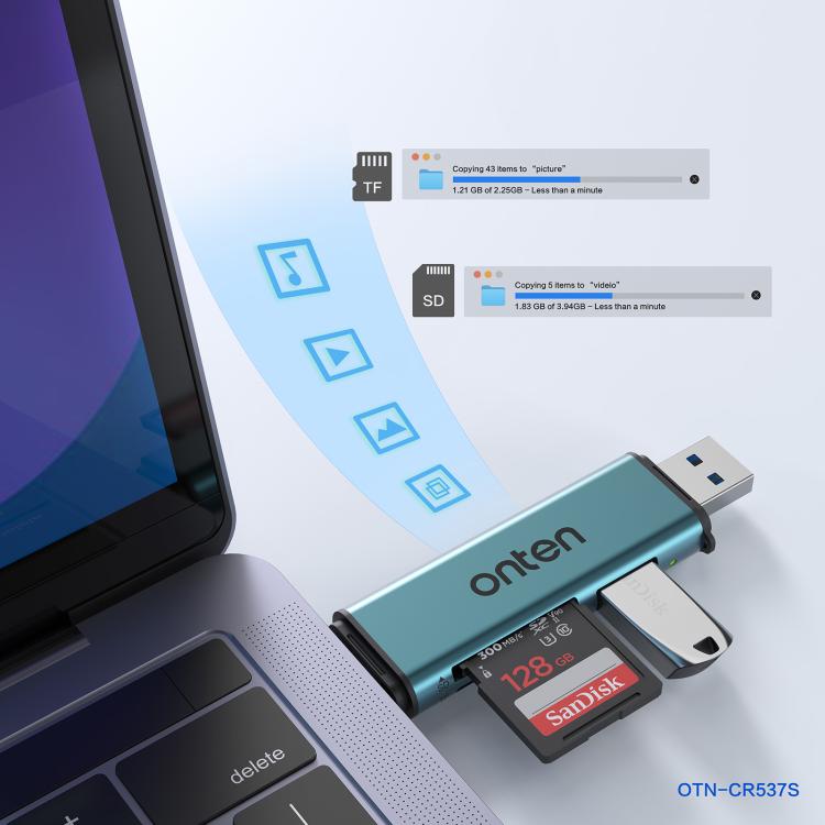 Onten OTN-CR537S 5 in 1 Type-C to USB with Micro SD/TF Card Reader(Pine Green) - Card Reader by Onten | Online Shopping UK | buy2fix