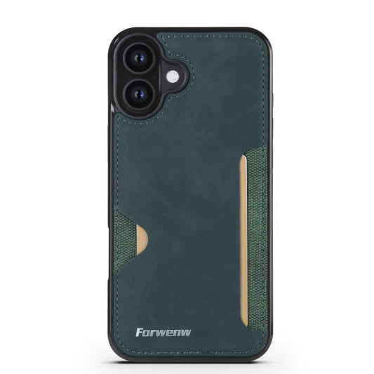 For iPhone 16 Plus Forwenw F5 Series Integrated Card Bag Phone Case(Green) - iPhone 16 Plus Cases by Forwenw | Online Shopping UK | buy2fix