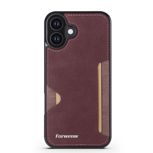 For iPhone 16 Forwenw F5 Series Integrated Card Bag Phone Case(Red) - iPhone 16 Cases by Forwenw | Online Shopping UK | buy2fix