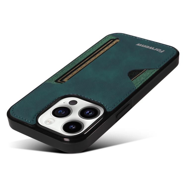 For iPhone 14 Pro Forwenw F5 Series Integrated Card Bag Phone Case(Green) - iPhone 14 Pro Cases by Forwenw | Online Shopping UK | buy2fix