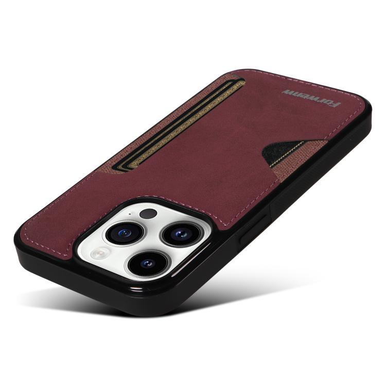 For iPhone 14 Pro Forwenw F5 Series Integrated Card Bag Phone Case(Red) - iPhone 14 Pro Cases by Forwenw | Online Shopping UK | buy2fix