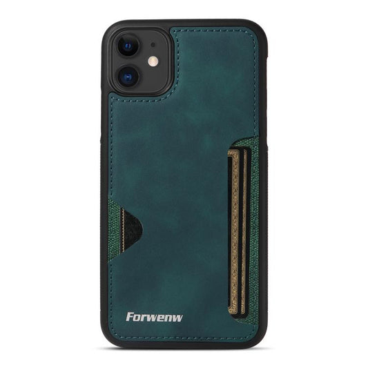For iPhone 11 Forwenw F5 Series Integrated Card Bag Phone Case(Green) - iPhone 11 Cases by Forwenw | Online Shopping UK | buy2fix