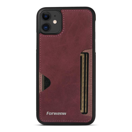For iPhone 11 Forwenw F5 Series Integrated Card Bag Phone Case(Red) - iPhone 11 Cases by Forwenw | Online Shopping UK | buy2fix