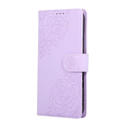 For iPhone Air Rose Flower Embossed 3-Card Slots Leather Phone Case(Purple) - iPhone Air Cases by buy2fix | Online Shopping UK | buy2fix