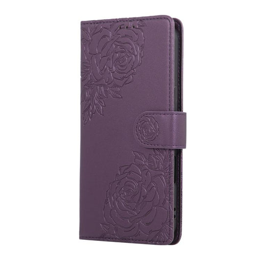 For iPhone Air Rose Flower Embossed 3-Card Slots Leather Phone Case(Deep Purple) - iPhone Air Cases by buy2fix | Online Shopping UK | buy2fix