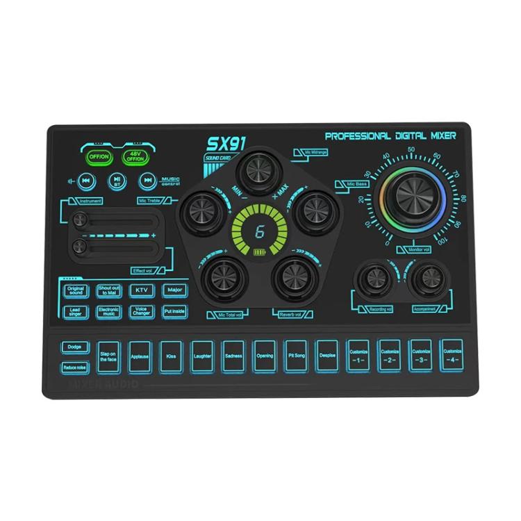 SX91 Multi-function Professional Mixer Mobile Phone Computer Live Streaming Sound Card(Black) - Live Sound Effects Processors by buy2fix | Online Shopping UK | buy2fix