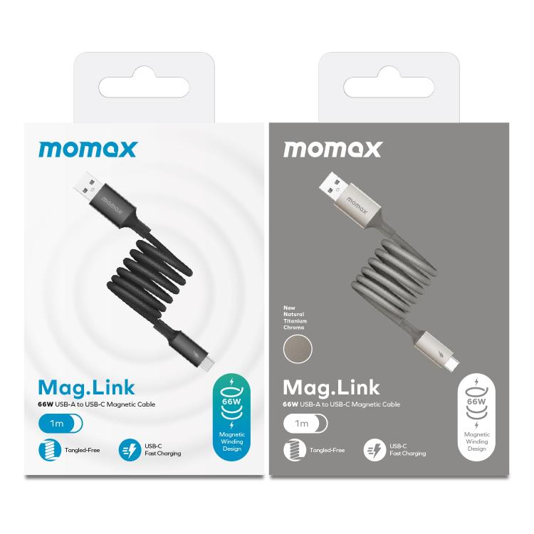 MOMAX DA60 66W USB to USB-C / Type-C Magnetic Braided Fast Charging Cable, Length:1m(Titanium Gold) - USB-C & Type-C Cable by MOMAX | Online Shopping UK | buy2fix