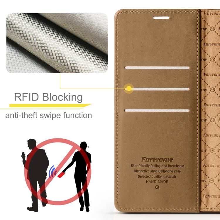 For iPhone 16 Plus Forwenw F6 Series RFID Leather Phone Case(Brown) - iPhone 16 Plus Cases by Forwenw | Online Shopping UK | buy2fix