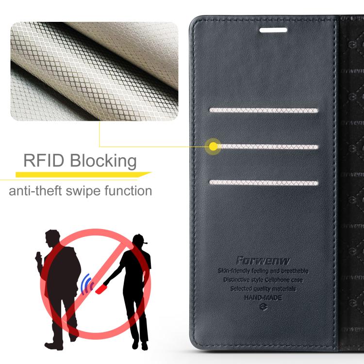 For iPhone 16 Forwenw F6 Series RFID Leather Phone Case(Black) - iPhone 16 Cases by Forwenw | Online Shopping UK | buy2fix