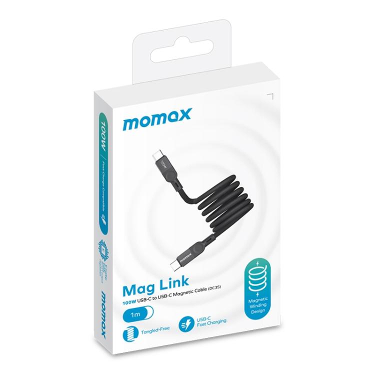 MOMAX DC35 100W USB-C / Type-C to USB-C / Type-C Magnetic Braided Data Cable, Length:1m(White) - USB-C & Type-C Cable by MOMAX | Online Shopping UK | buy2fix