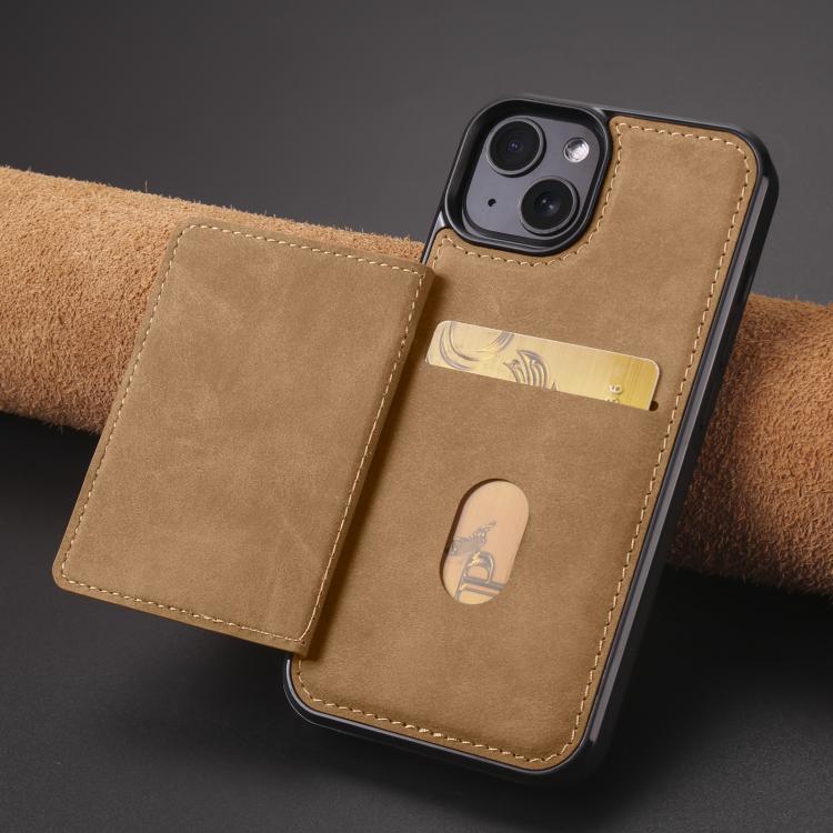 For iPhone 14 Forwenw F8 Series 2 in 1 Magnetic Card Slot Leather Phone Case(Brown) - iPhone 14 Cases by Forwenw | Online Shopping UK | buy2fix