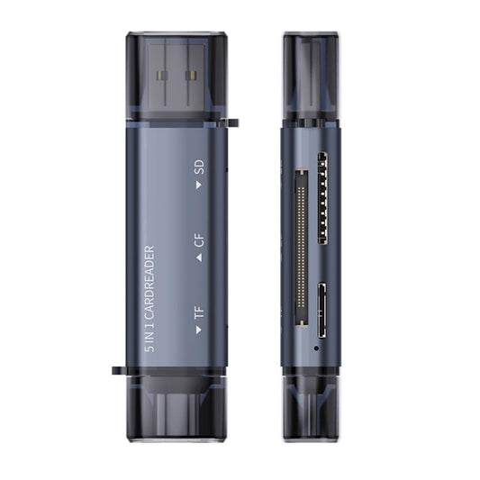 ADS-318 Type-C 5 in 1 Multi-Function Card Reader(Grey) - U Disk & Card Reader by buy2fix | Online Shopping UK | buy2fix