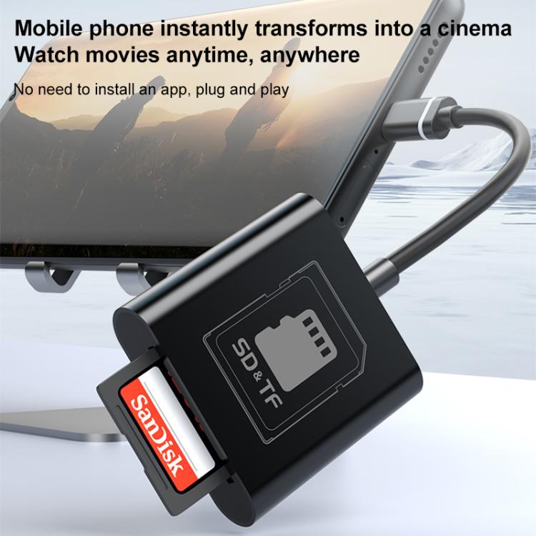 2 in 1 SD + TF Card Slot Reader, Interface:Type-C(Black) - by buy2fix | Online Shopping UK | buy2fix