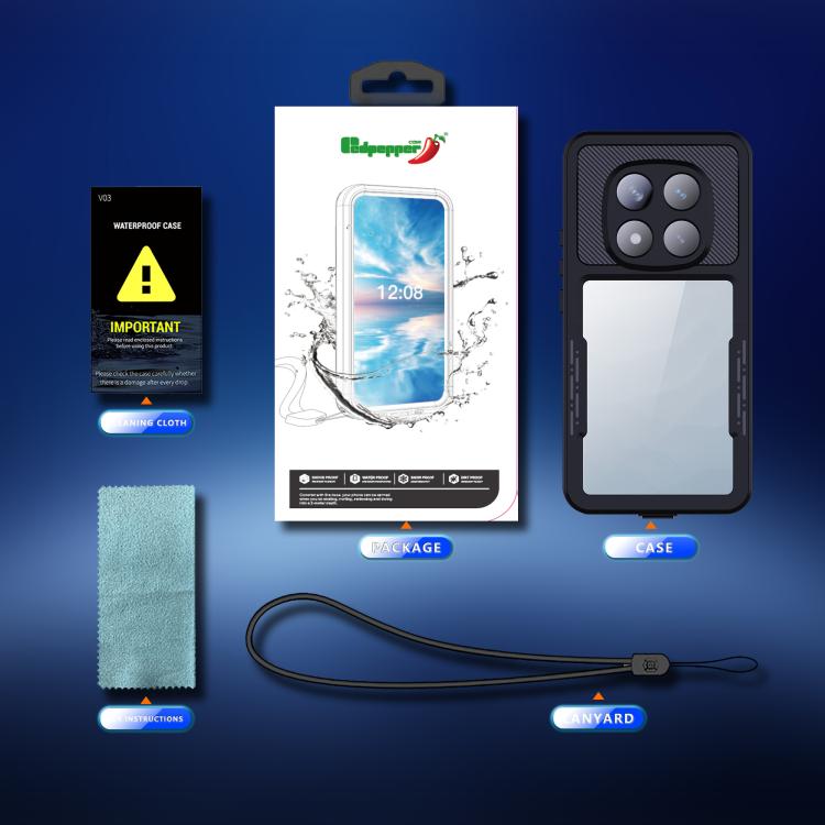 For Redmi Note 14 Pro 5G RedPepper Mars Series IP68 Waterproof Phone Case(Black) - Note 14 Pro Cases by RedPepper | Online Shopping UK | buy2fix